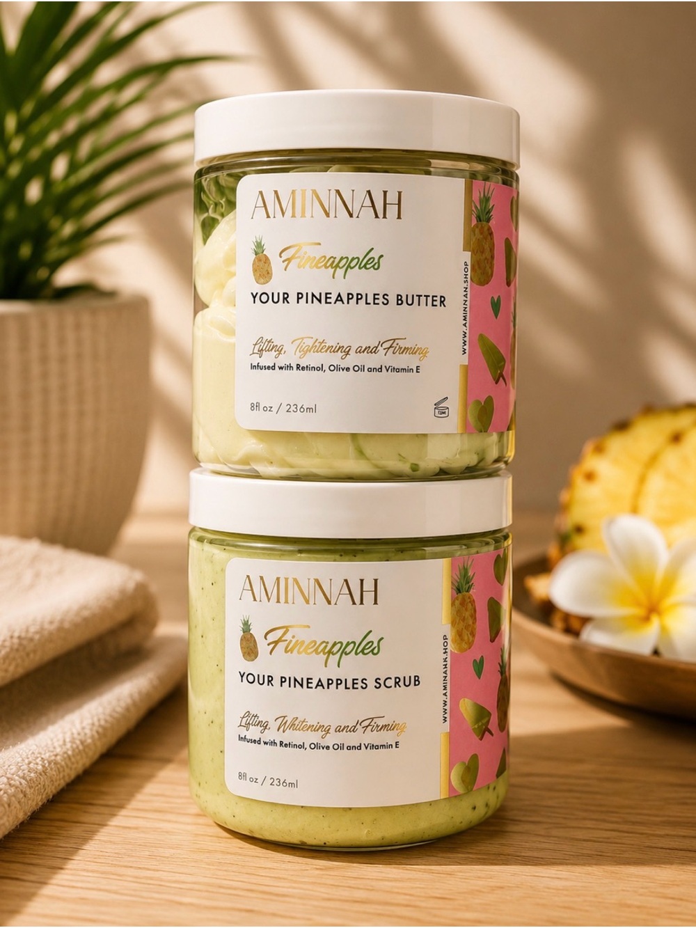 AMINNAH (NWT) Fineapples Your Pineapples Body Butter & Scrub